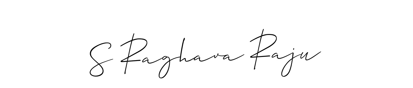 The best way (Allison_Script) to make a short signature is to pick only two or three words in your name. The name S Raghava Raju include a total of six letters. For converting this name. S Raghava Raju signature style 2 images and pictures png