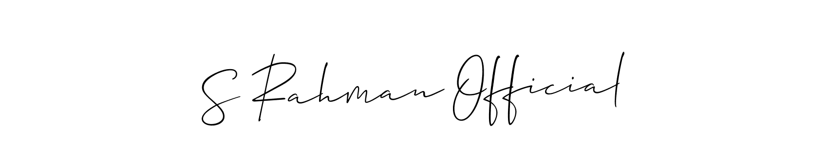 Design your own signature with our free online signature maker. With this signature software, you can create a handwritten (Allison_Script) signature for name S Rahman Official. S Rahman Official signature style 2 images and pictures png