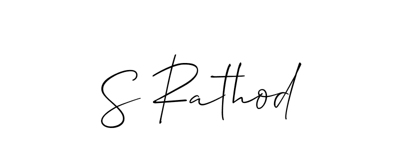 The best way (Allison_Script) to make a short signature is to pick only two or three words in your name. The name S Rathod include a total of six letters. For converting this name. S Rathod signature style 2 images and pictures png