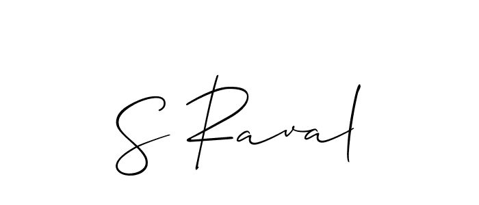 How to make S Raval name signature. Use Allison_Script style for creating short signs online. This is the latest handwritten sign. S Raval signature style 2 images and pictures png