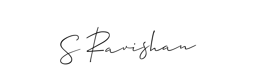 Use a signature maker to create a handwritten signature online. With this signature software, you can design (Allison_Script) your own signature for name S Ravishan. S Ravishan signature style 2 images and pictures png
