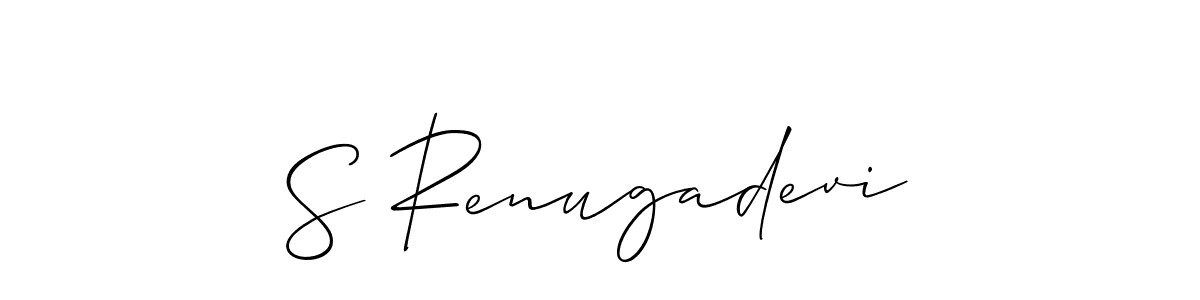 Also You can easily find your signature by using the search form. We will create S Renugadevi name handwritten signature images for you free of cost using Allison_Script sign style. S Renugadevi signature style 2 images and pictures png