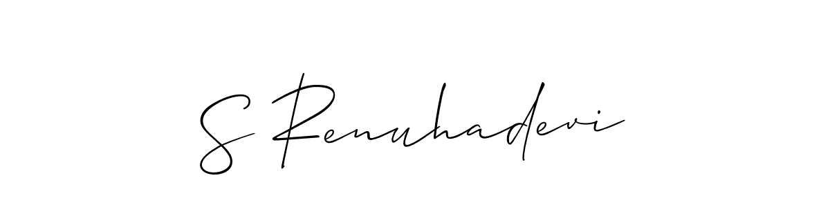 This is the best signature style for the S Renuhadevi name. Also you like these signature font (Allison_Script). Mix name signature. S Renuhadevi signature style 2 images and pictures png