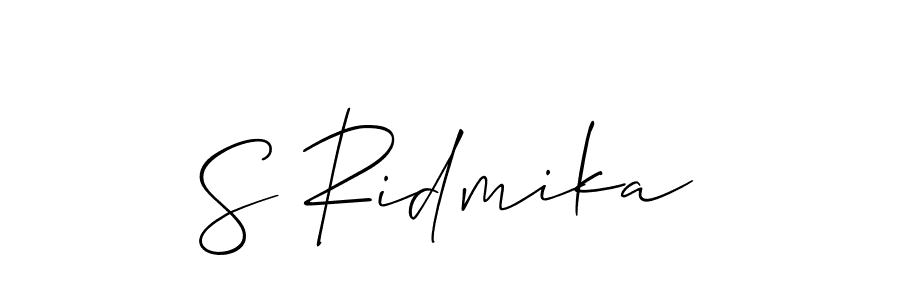 Allison_Script is a professional signature style that is perfect for those who want to add a touch of class to their signature. It is also a great choice for those who want to make their signature more unique. Get S Ridmika name to fancy signature for free. S Ridmika signature style 2 images and pictures png