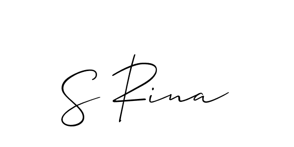 if you are searching for the best signature style for your name S Rina. so please give up your signature search. here we have designed multiple signature styles  using Allison_Script. S Rina signature style 2 images and pictures png