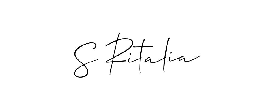 Use a signature maker to create a handwritten signature online. With this signature software, you can design (Allison_Script) your own signature for name S Ritalia. S Ritalia signature style 2 images and pictures png
