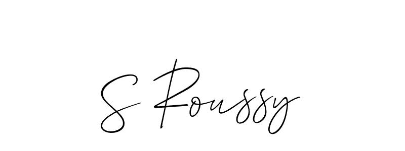 Allison_Script is a professional signature style that is perfect for those who want to add a touch of class to their signature. It is also a great choice for those who want to make their signature more unique. Get S Roussy name to fancy signature for free. S Roussy signature style 2 images and pictures png