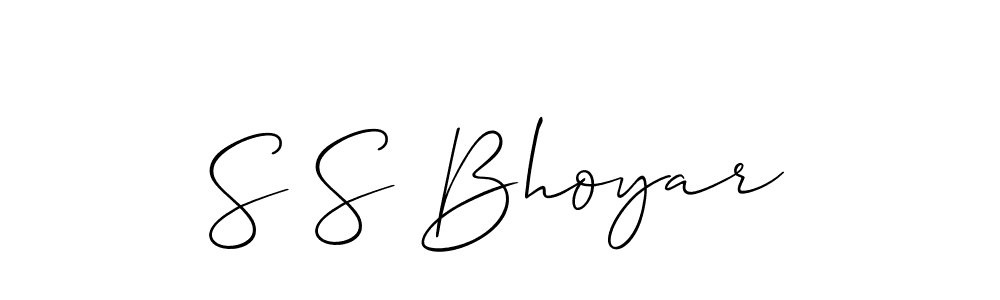 How to make S S Bhoyar name signature. Use Allison_Script style for creating short signs online. This is the latest handwritten sign. S S Bhoyar signature style 2 images and pictures png