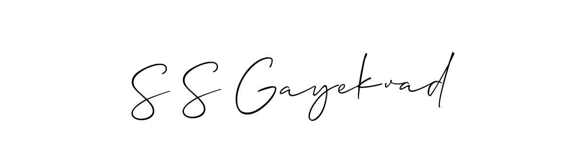 Allison_Script is a professional signature style that is perfect for those who want to add a touch of class to their signature. It is also a great choice for those who want to make their signature more unique. Get S S Gayekvad name to fancy signature for free. S S Gayekvad signature style 2 images and pictures png