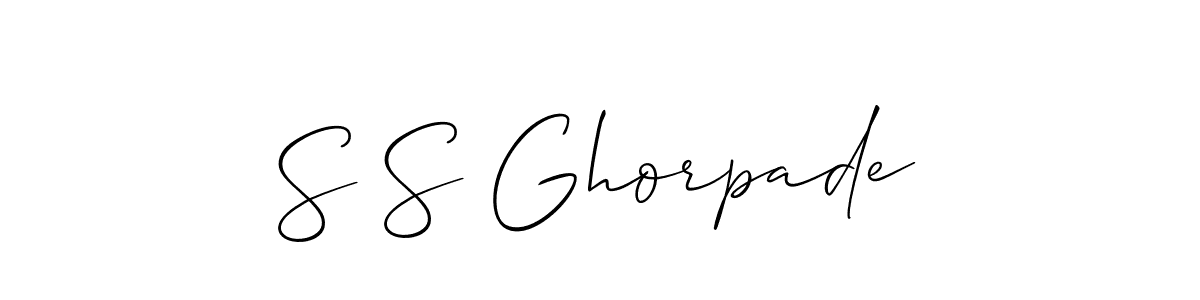 How to make S S Ghorpade name signature. Use Allison_Script style for creating short signs online. This is the latest handwritten sign. S S Ghorpade signature style 2 images and pictures png