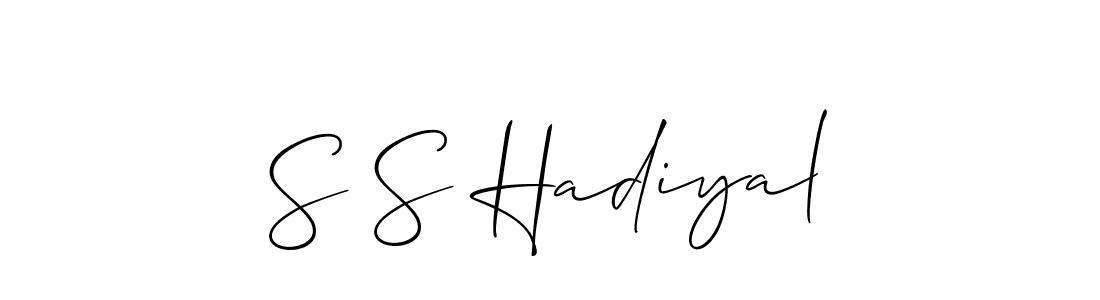 Also You can easily find your signature by using the search form. We will create S S Hadiyal name handwritten signature images for you free of cost using Allison_Script sign style. S S Hadiyal signature style 2 images and pictures png