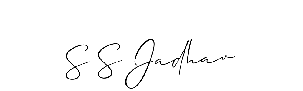 The best way (Allison_Script) to make a short signature is to pick only two or three words in your name. The name S S Jadhav include a total of six letters. For converting this name. S S Jadhav signature style 2 images and pictures png