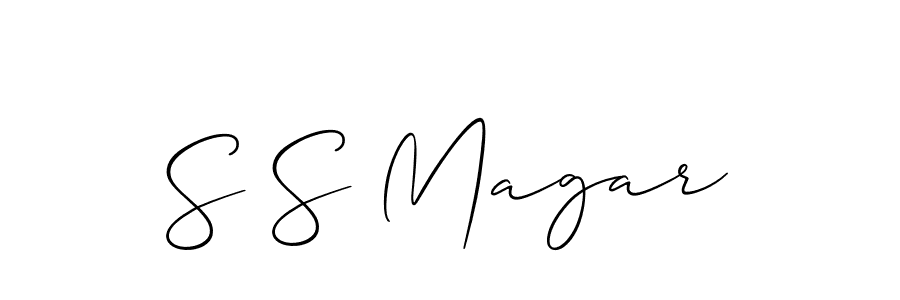 Also You can easily find your signature by using the search form. We will create S S Magar name handwritten signature images for you free of cost using Allison_Script sign style. S S Magar signature style 2 images and pictures png