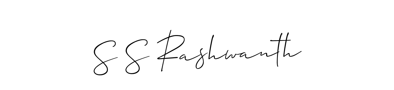 The best way (Allison_Script) to make a short signature is to pick only two or three words in your name. The name S S Rashwanth include a total of six letters. For converting this name. S S Rashwanth signature style 2 images and pictures png