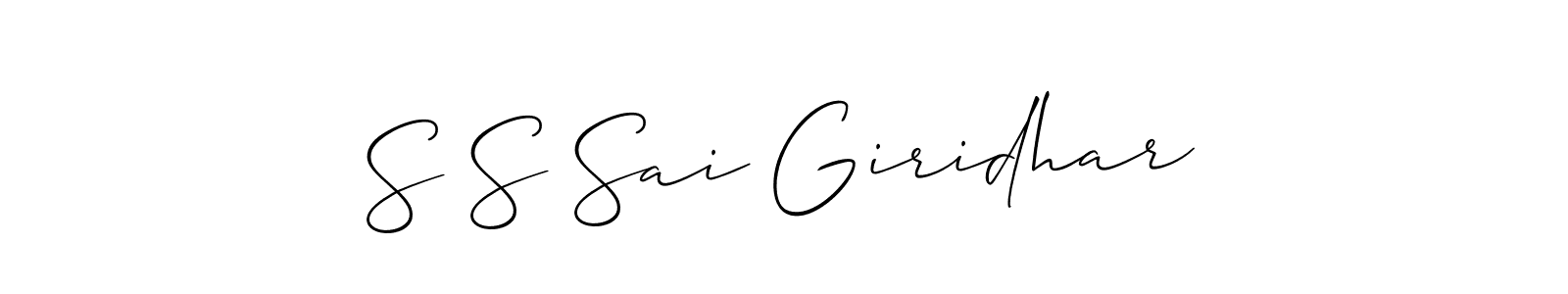 Similarly Allison_Script is the best handwritten signature design. Signature creator online .You can use it as an online autograph creator for name S S Sai Giridhar. S S Sai Giridhar signature style 2 images and pictures png