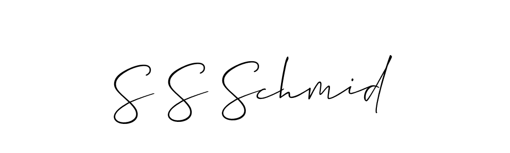 The best way (Allison_Script) to make a short signature is to pick only two or three words in your name. The name S S Schmid include a total of six letters. For converting this name. S S Schmid signature style 2 images and pictures png