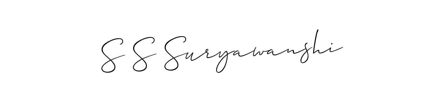 Use a signature maker to create a handwritten signature online. With this signature software, you can design (Allison_Script) your own signature for name S S Suryawanshi. S S Suryawanshi signature style 2 images and pictures png