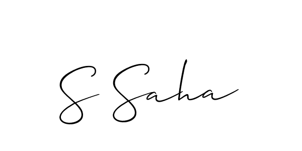 The best way (Allison_Script) to make a short signature is to pick only two or three words in your name. The name S Saha include a total of six letters. For converting this name. S Saha signature style 2 images and pictures png