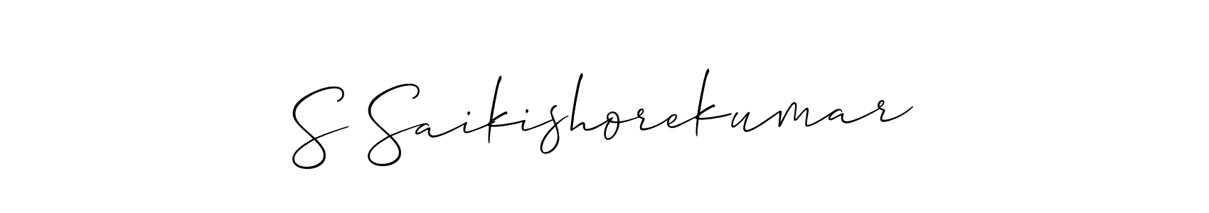 This is the best signature style for the S Saikishorekumar name. Also you like these signature font (Allison_Script). Mix name signature. S Saikishorekumar signature style 2 images and pictures png