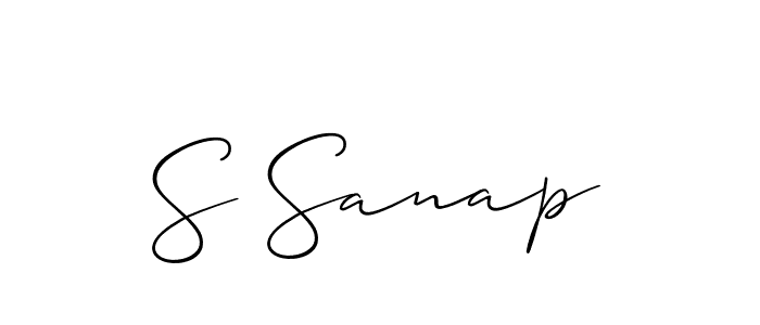 Also You can easily find your signature by using the search form. We will create S Sanap name handwritten signature images for you free of cost using Allison_Script sign style. S Sanap signature style 2 images and pictures png