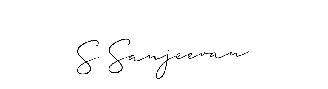 The best way (Allison_Script) to make a short signature is to pick only two or three words in your name. The name S Sanjeevan include a total of six letters. For converting this name. S Sanjeevan signature style 2 images and pictures png