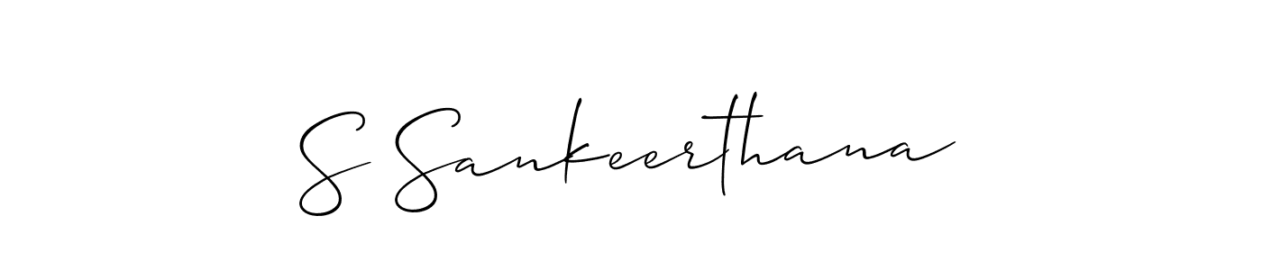 Also You can easily find your signature by using the search form. We will create S Sankeerthana name handwritten signature images for you free of cost using Allison_Script sign style. S Sankeerthana signature style 2 images and pictures png