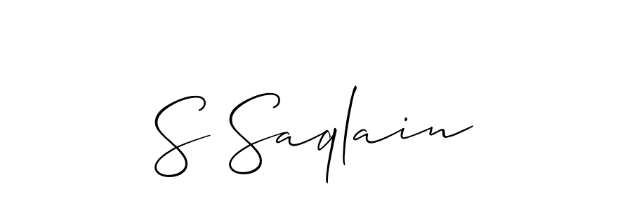 Also You can easily find your signature by using the search form. We will create S Saqlain name handwritten signature images for you free of cost using Allison_Script sign style. S Saqlain signature style 2 images and pictures png