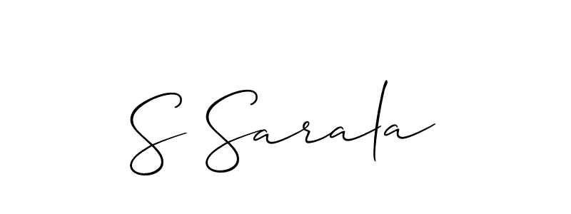 How to make S Sarala name signature. Use Allison_Script style for creating short signs online. This is the latest handwritten sign. S Sarala signature style 2 images and pictures png