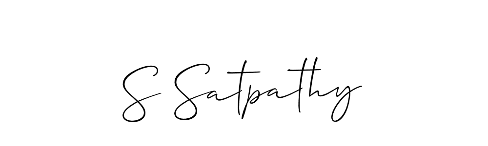 The best way (Allison_Script) to make a short signature is to pick only two or three words in your name. The name S Satpathy include a total of six letters. For converting this name. S Satpathy signature style 2 images and pictures png