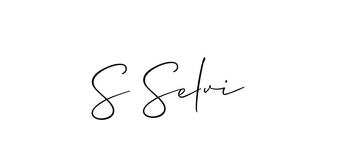 Also You can easily find your signature by using the search form. We will create S Selvi name handwritten signature images for you free of cost using Allison_Script sign style. S Selvi signature style 2 images and pictures png