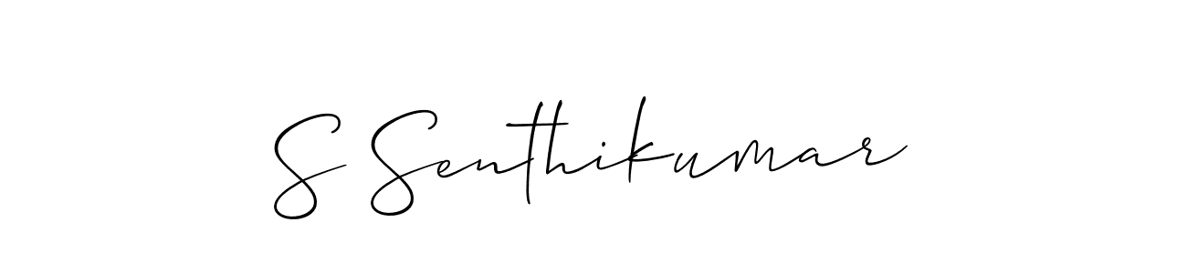 Also You can easily find your signature by using the search form. We will create S Senthikumar name handwritten signature images for you free of cost using Allison_Script sign style. S Senthikumar signature style 2 images and pictures png
