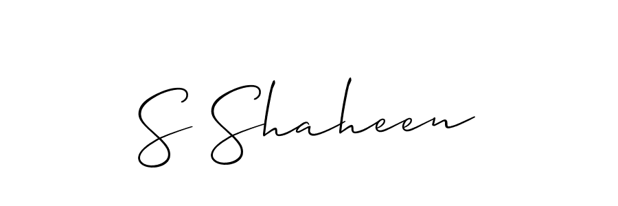 Design your own signature with our free online signature maker. With this signature software, you can create a handwritten (Allison_Script) signature for name S Shaheen. S Shaheen signature style 2 images and pictures png