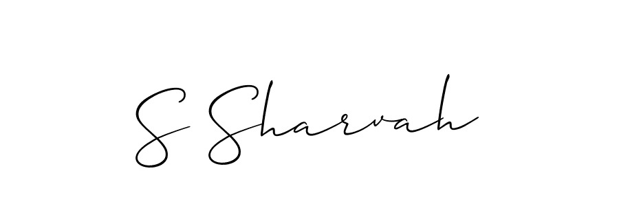 Use a signature maker to create a handwritten signature online. With this signature software, you can design (Allison_Script) your own signature for name S Sharvah. S Sharvah signature style 2 images and pictures png