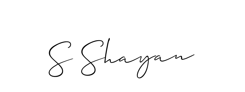 Make a short S Shayan signature style. Manage your documents anywhere anytime using Allison_Script. Create and add eSignatures, submit forms, share and send files easily. S Shayan signature style 2 images and pictures png