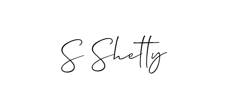 The best way (Allison_Script) to make a short signature is to pick only two or three words in your name. The name S Shetty include a total of six letters. For converting this name. S Shetty signature style 2 images and pictures png