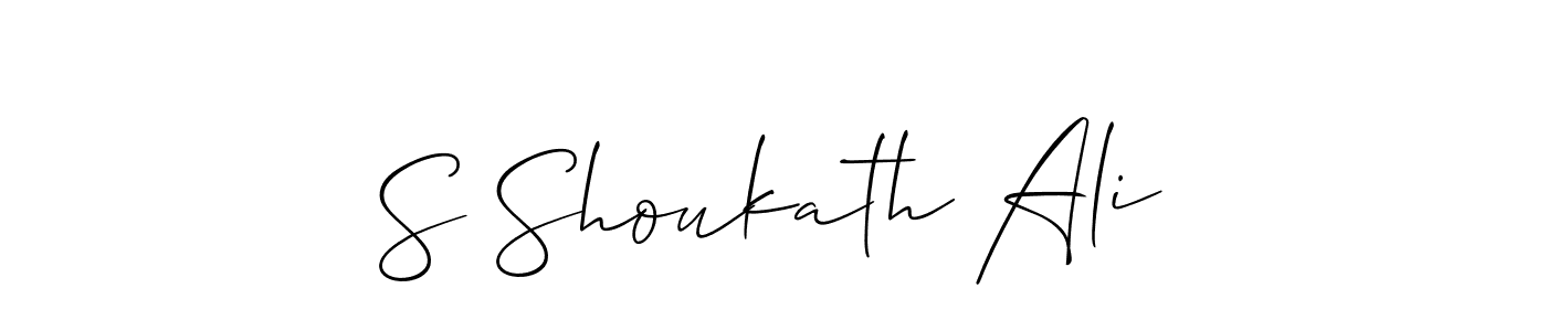 The best way (Allison_Script) to make a short signature is to pick only two or three words in your name. The name S Shoukath Ali include a total of six letters. For converting this name. S Shoukath Ali signature style 2 images and pictures png
