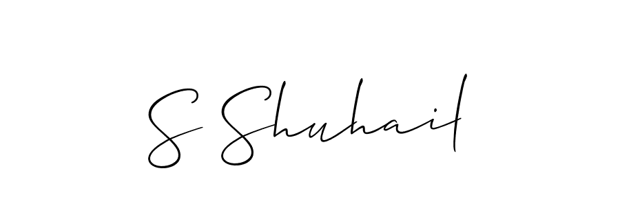 Use a signature maker to create a handwritten signature online. With this signature software, you can design (Allison_Script) your own signature for name S Shuhail. S Shuhail signature style 2 images and pictures png