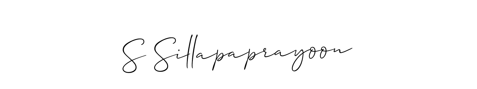 Use a signature maker to create a handwritten signature online. With this signature software, you can design (Allison_Script) your own signature for name S Sillapaprayoon. S Sillapaprayoon signature style 2 images and pictures png