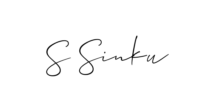 Use a signature maker to create a handwritten signature online. With this signature software, you can design (Allison_Script) your own signature for name S Sinku. S Sinku signature style 2 images and pictures png