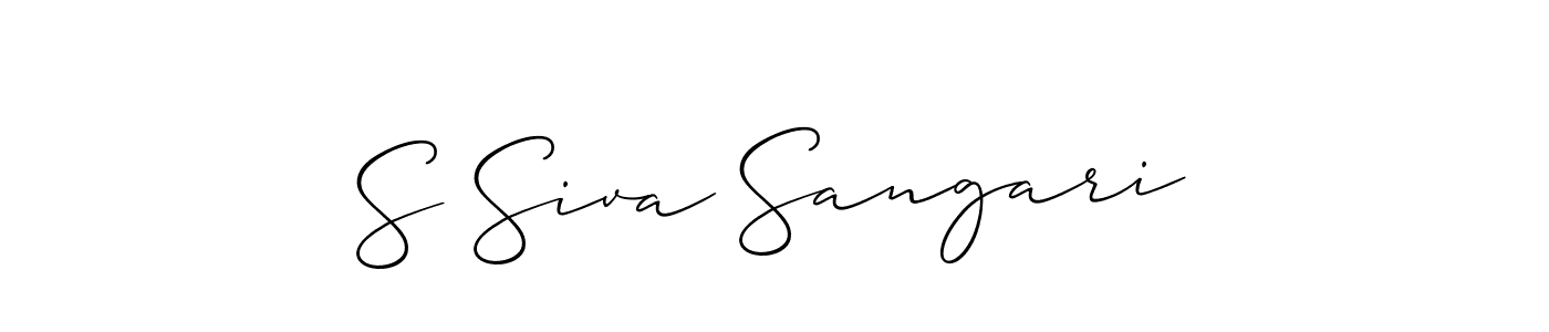 Also You can easily find your signature by using the search form. We will create S Siva Sangari name handwritten signature images for you free of cost using Allison_Script sign style. S Siva Sangari signature style 2 images and pictures png