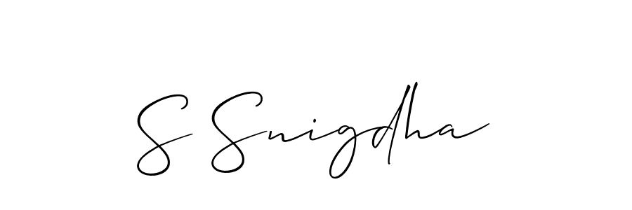 Allison_Script is a professional signature style that is perfect for those who want to add a touch of class to their signature. It is also a great choice for those who want to make their signature more unique. Get S Snigdha name to fancy signature for free. S Snigdha signature style 2 images and pictures png