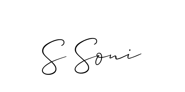 Design your own signature with our free online signature maker. With this signature software, you can create a handwritten (Allison_Script) signature for name S Soni. S Soni signature style 2 images and pictures png