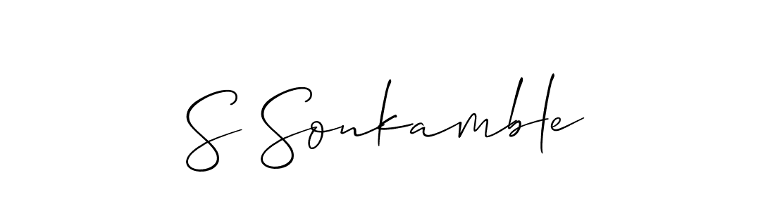 Allison_Script is a professional signature style that is perfect for those who want to add a touch of class to their signature. It is also a great choice for those who want to make their signature more unique. Get S Sonkamble name to fancy signature for free. S Sonkamble signature style 2 images and pictures png
