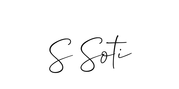 Allison_Script is a professional signature style that is perfect for those who want to add a touch of class to their signature. It is also a great choice for those who want to make their signature more unique. Get S Soti name to fancy signature for free. S Soti signature style 2 images and pictures png