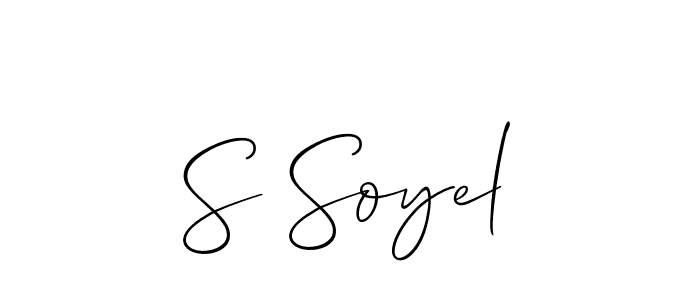 The best way (Allison_Script) to make a short signature is to pick only two or three words in your name. The name S Soyel include a total of six letters. For converting this name. S Soyel signature style 2 images and pictures png