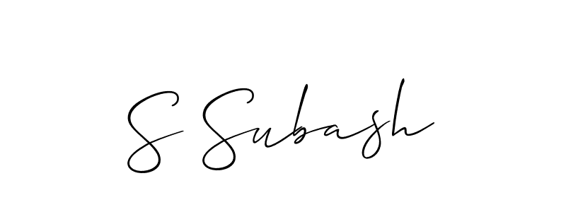 Similarly Allison_Script is the best handwritten signature design. Signature creator online .You can use it as an online autograph creator for name S Subash. S Subash signature style 2 images and pictures png