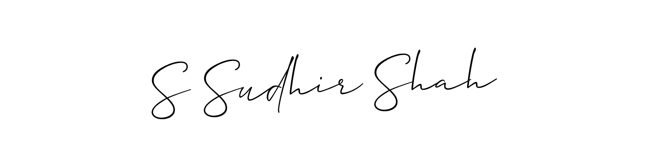Also You can easily find your signature by using the search form. We will create S Sudhir Shah name handwritten signature images for you free of cost using Allison_Script sign style. S Sudhir Shah signature style 2 images and pictures png