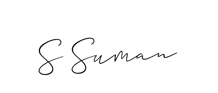 Use a signature maker to create a handwritten signature online. With this signature software, you can design (Allison_Script) your own signature for name S Suman. S Suman signature style 2 images and pictures png