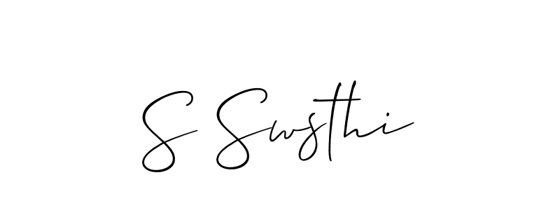 Make a short S Swsthi signature style. Manage your documents anywhere anytime using Allison_Script. Create and add eSignatures, submit forms, share and send files easily. S Swsthi signature style 2 images and pictures png