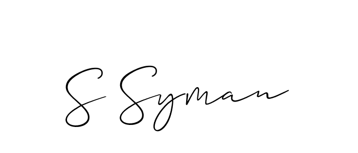 Use a signature maker to create a handwritten signature online. With this signature software, you can design (Allison_Script) your own signature for name S Syman. S Syman signature style 2 images and pictures png